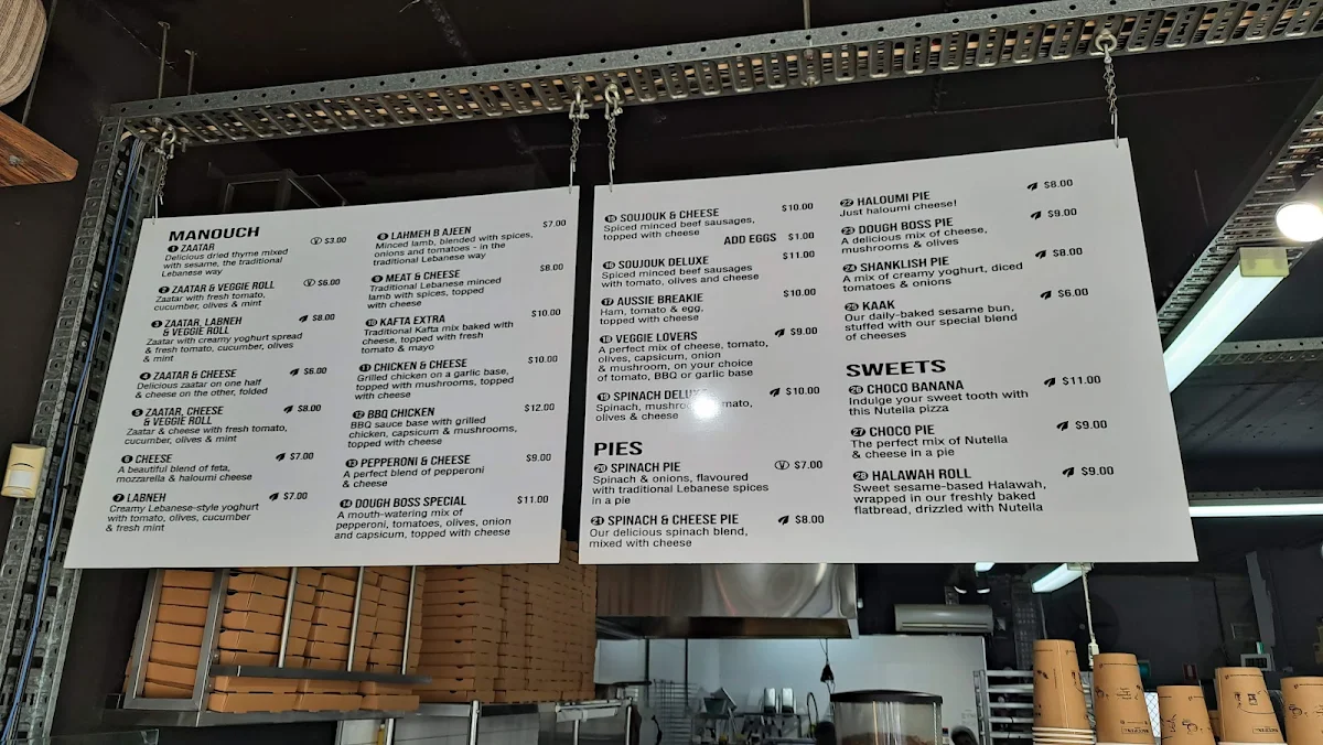 Menu, Dough Boss Revesby