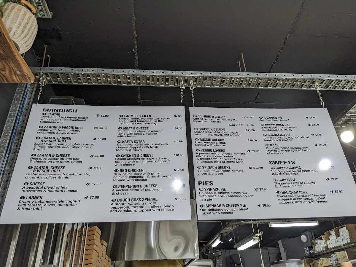 Menu, Dough Boss Revesby