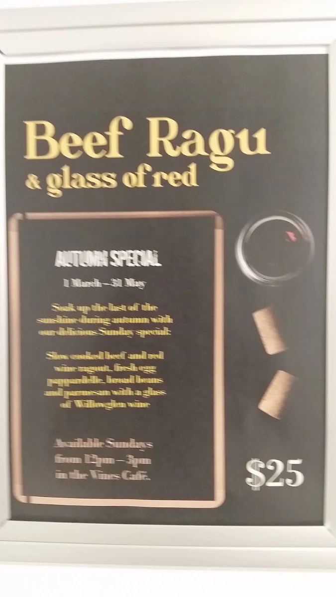 Menu, Vines Cafe and Bar