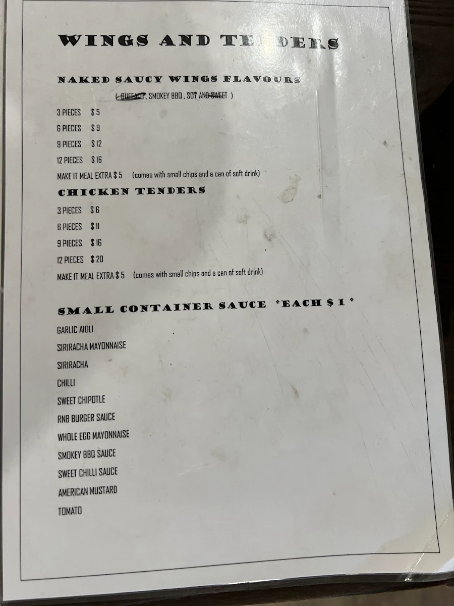 Menu, Rock N Burgers