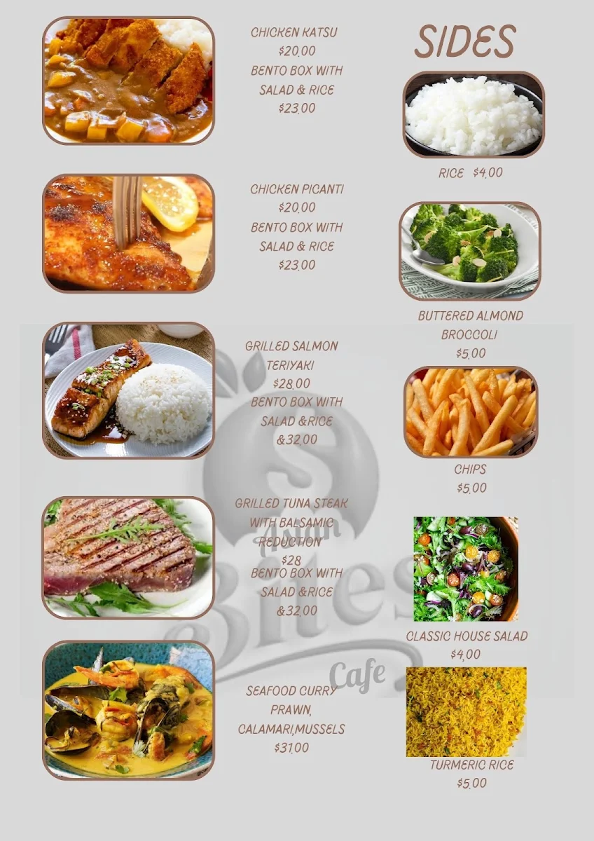 Menu, Asian Bites Cafe