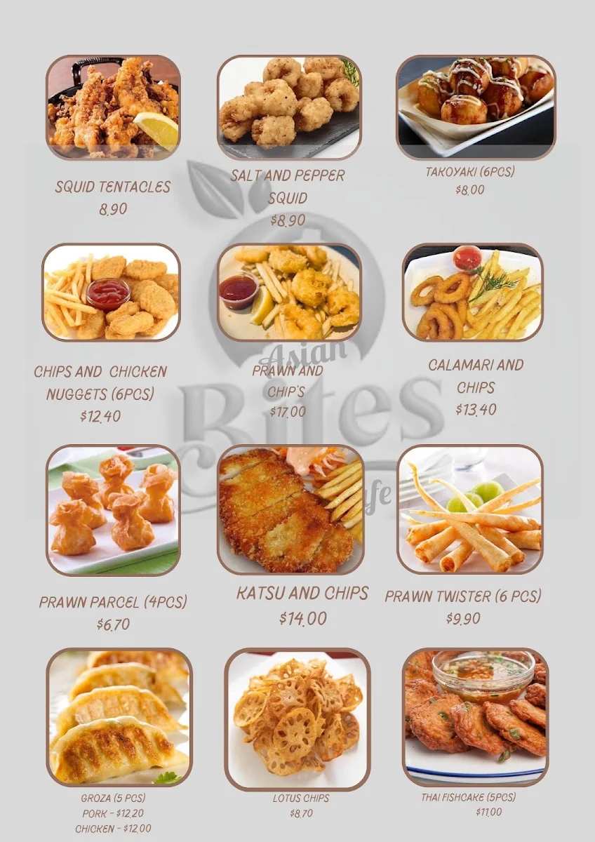 Menu, Asian Bites Cafe
