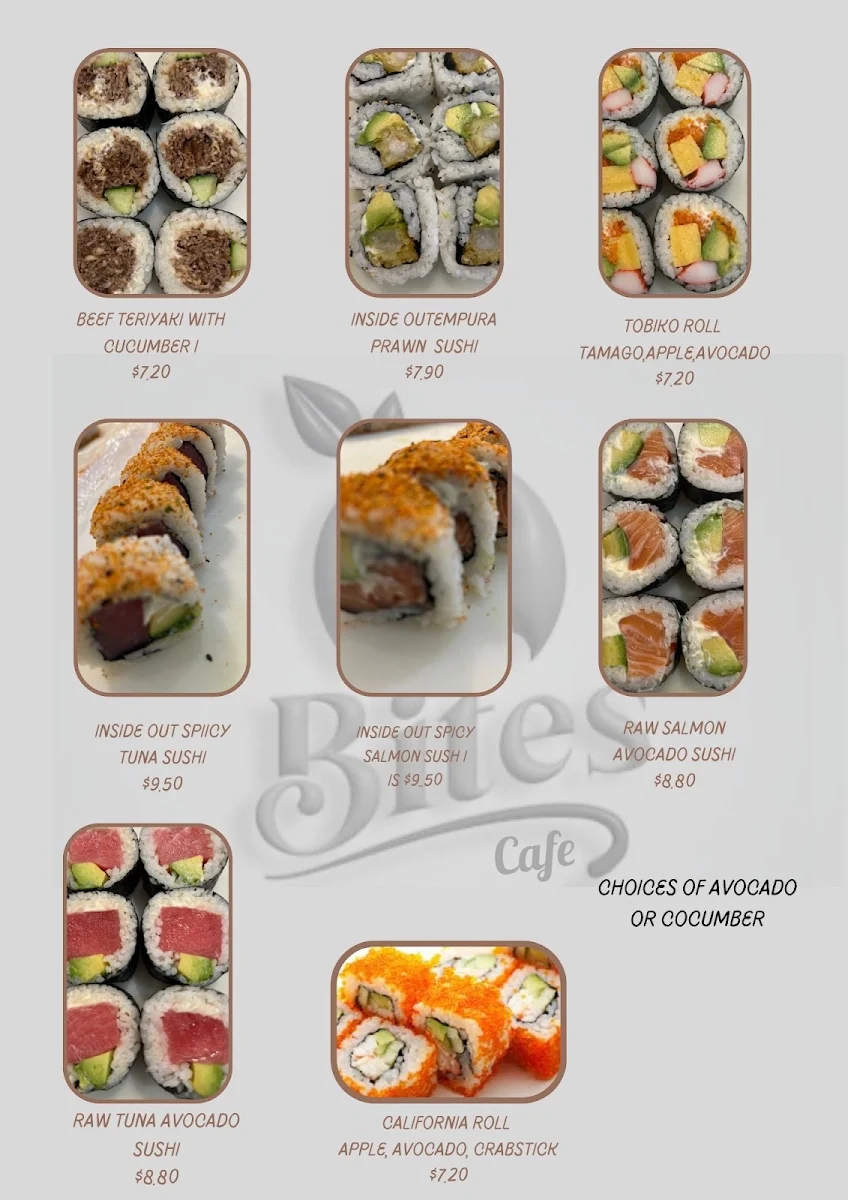 Menu, Asian Bites Cafe