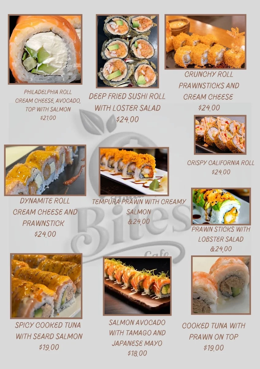 Menu, Asian Bites Cafe