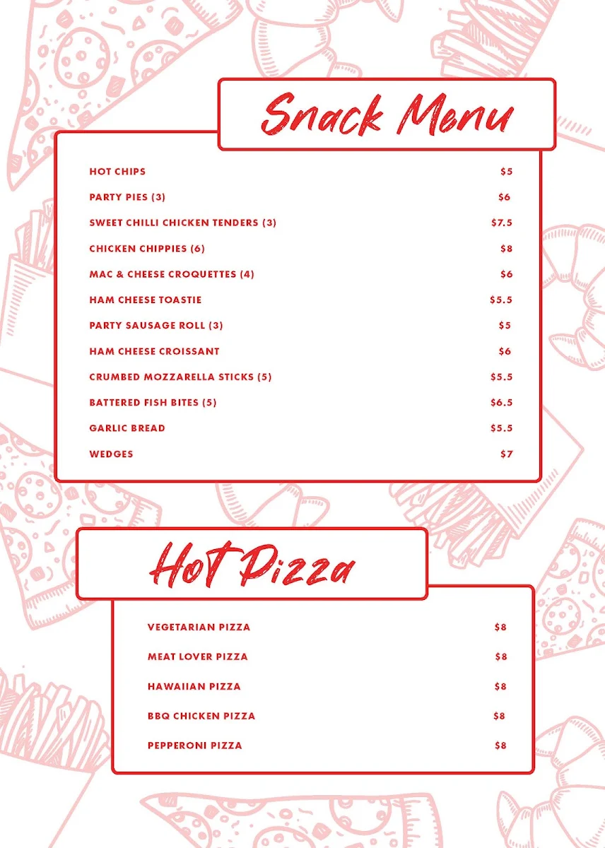 Menu, Vine Hotel Richmond