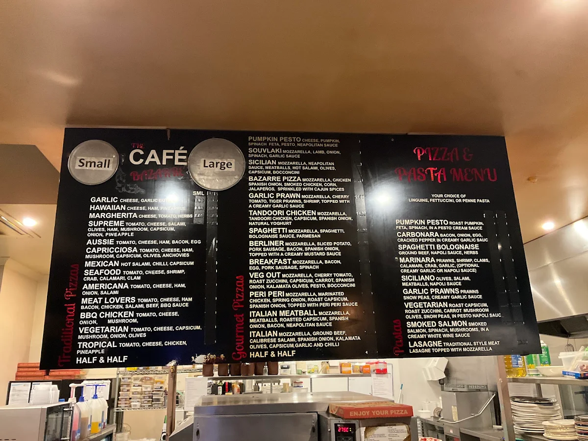 Menu, Cafe Bazarre