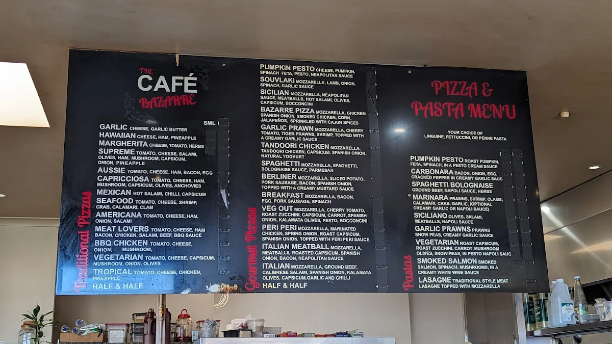 Menu, Cafe Bazarre