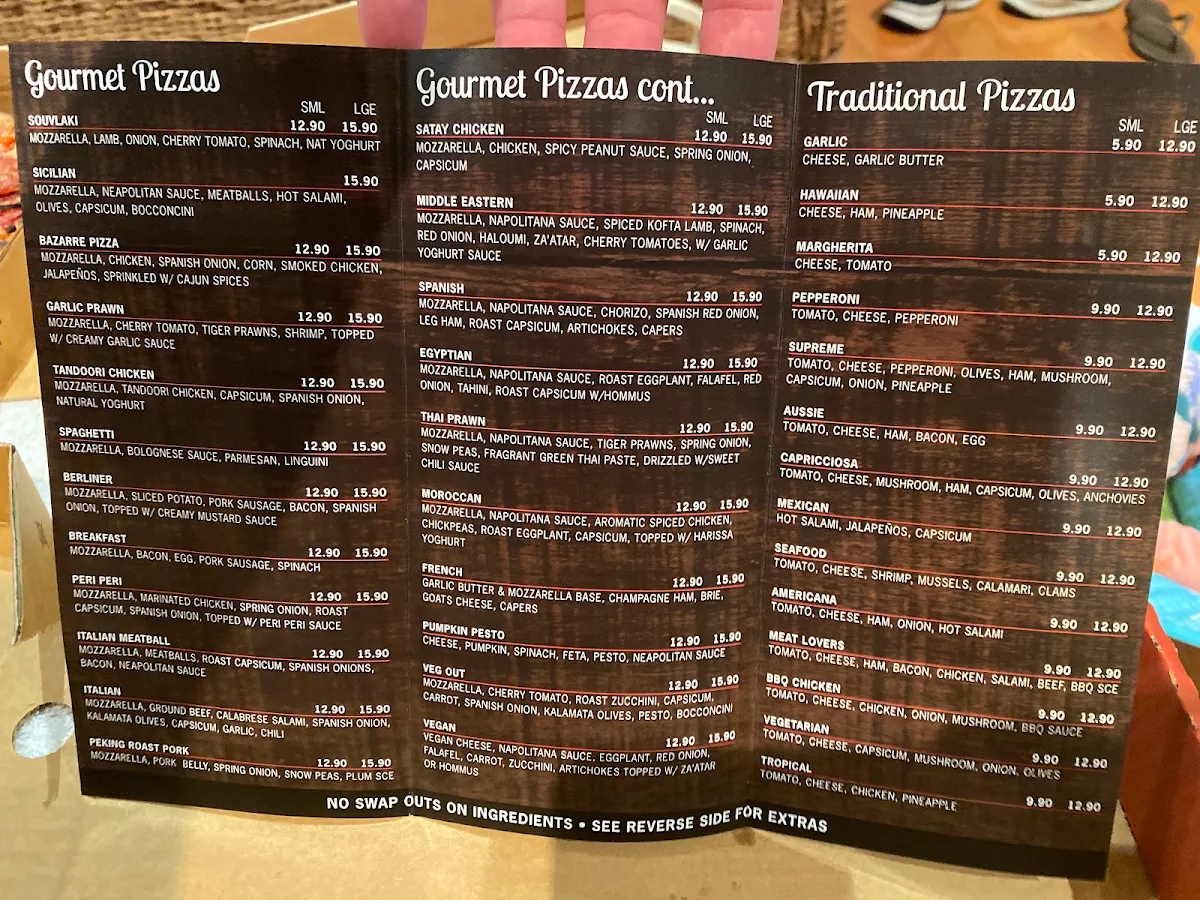 Menu, Cafe Bazarre