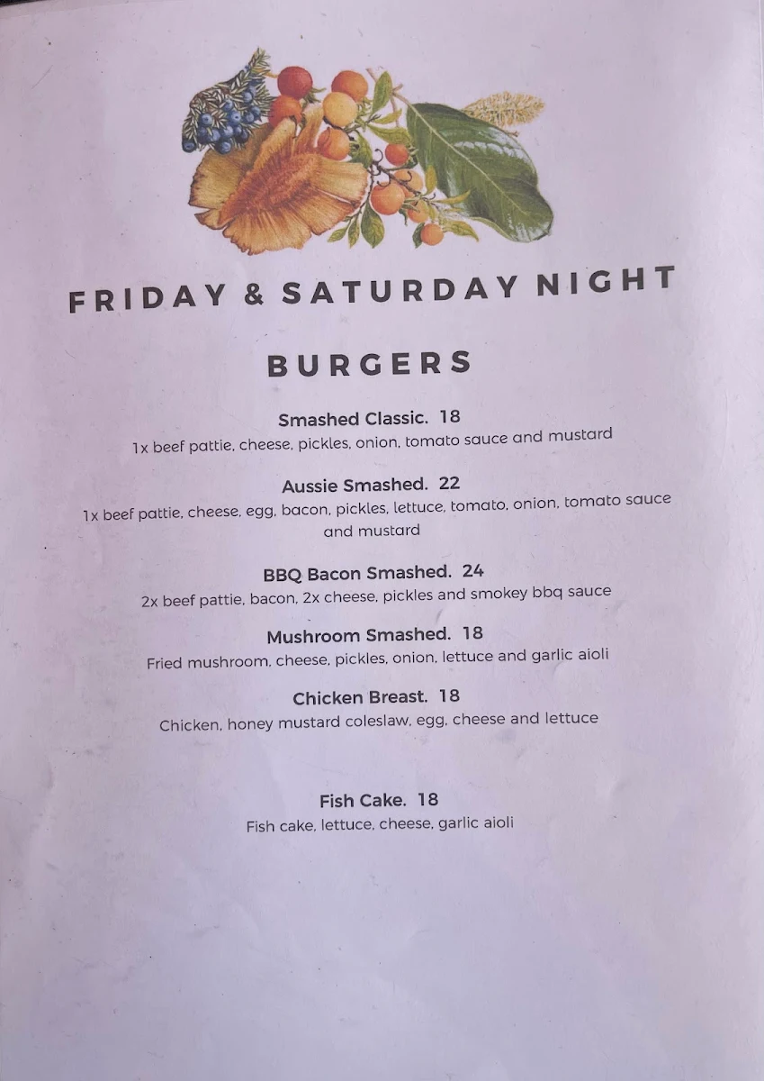 Menu, The Watering Hole