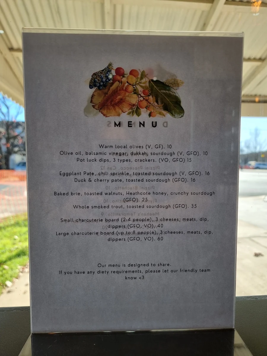 Menu, The Watering Hole
