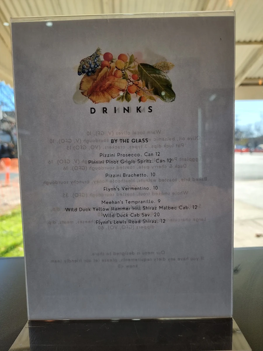 Menu, The Watering Hole