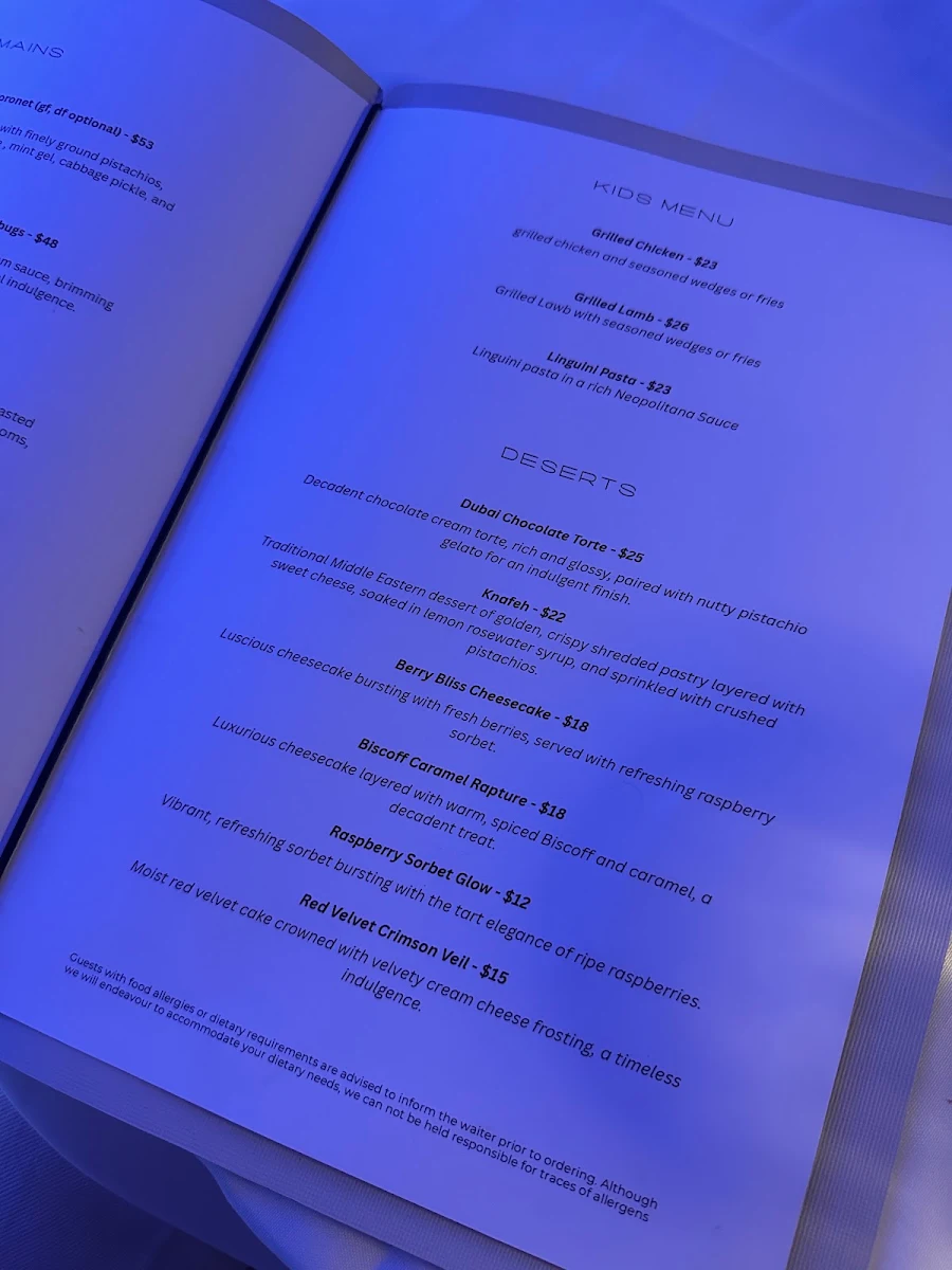 Menu, Levanti