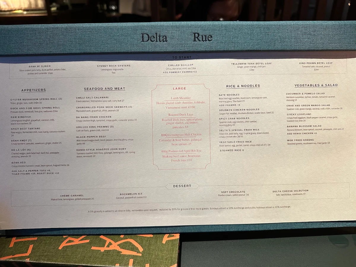 Menu, Delta Rue