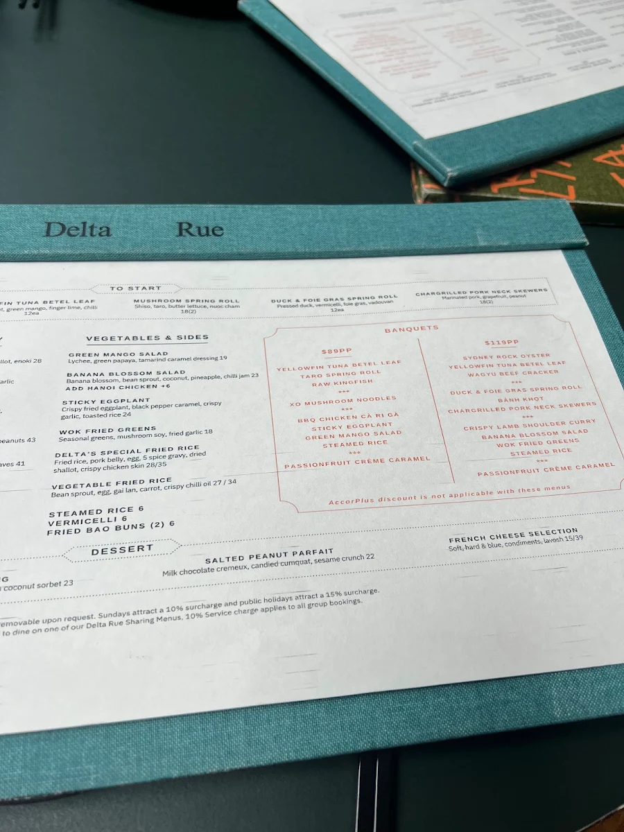 Menu, Delta Rue