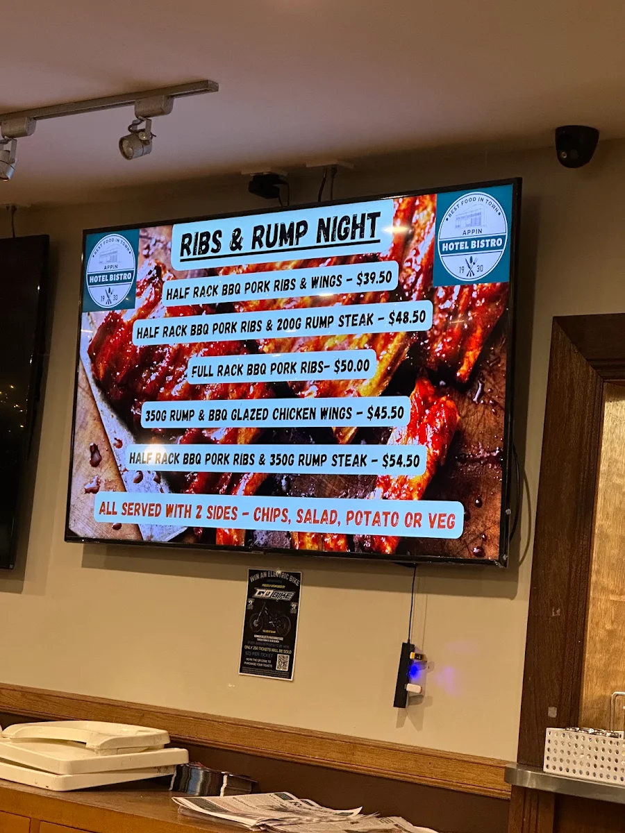 Menu, Appin Pub