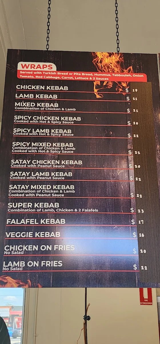 Menu, Bob's Kebabs & Burgers