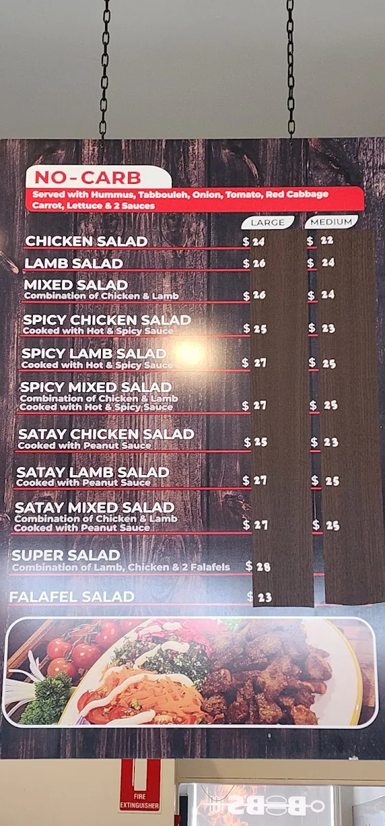 Menu, Bob's Kebabs & Burgers