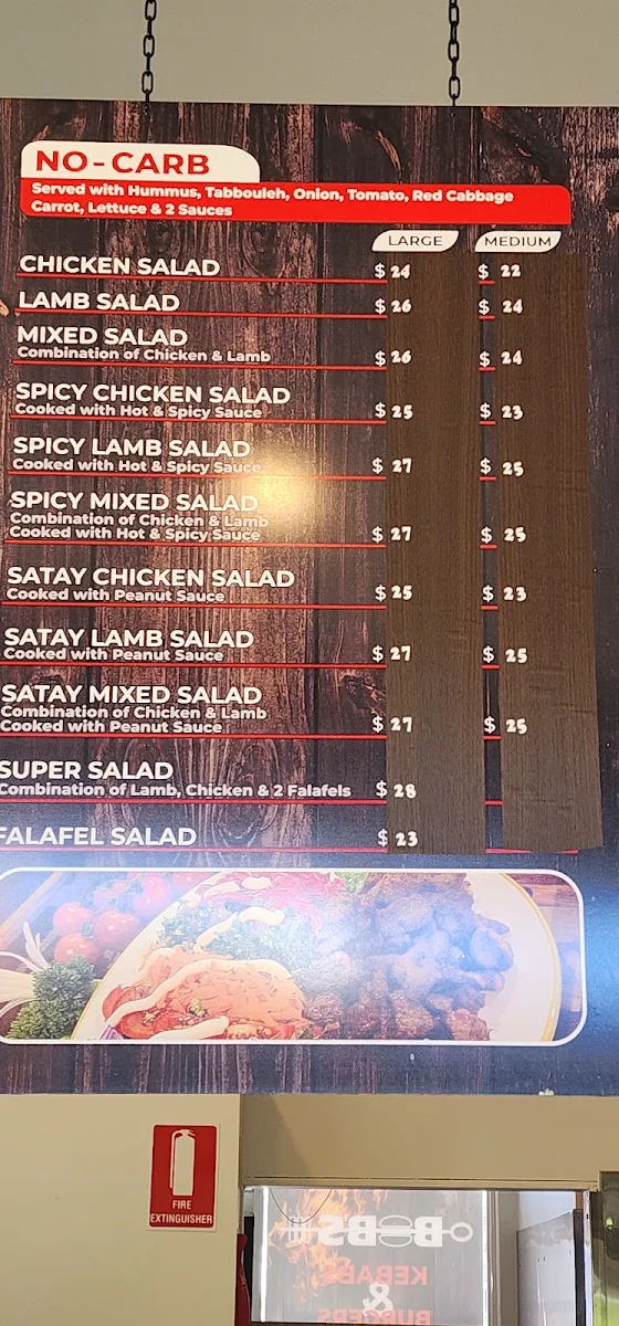 Menu, Bob's Kebabs & Burgers