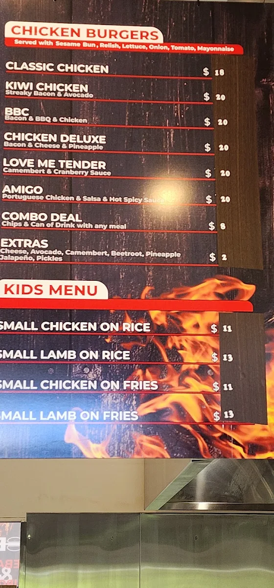 Menu, Bob's Kebabs & Burgers
