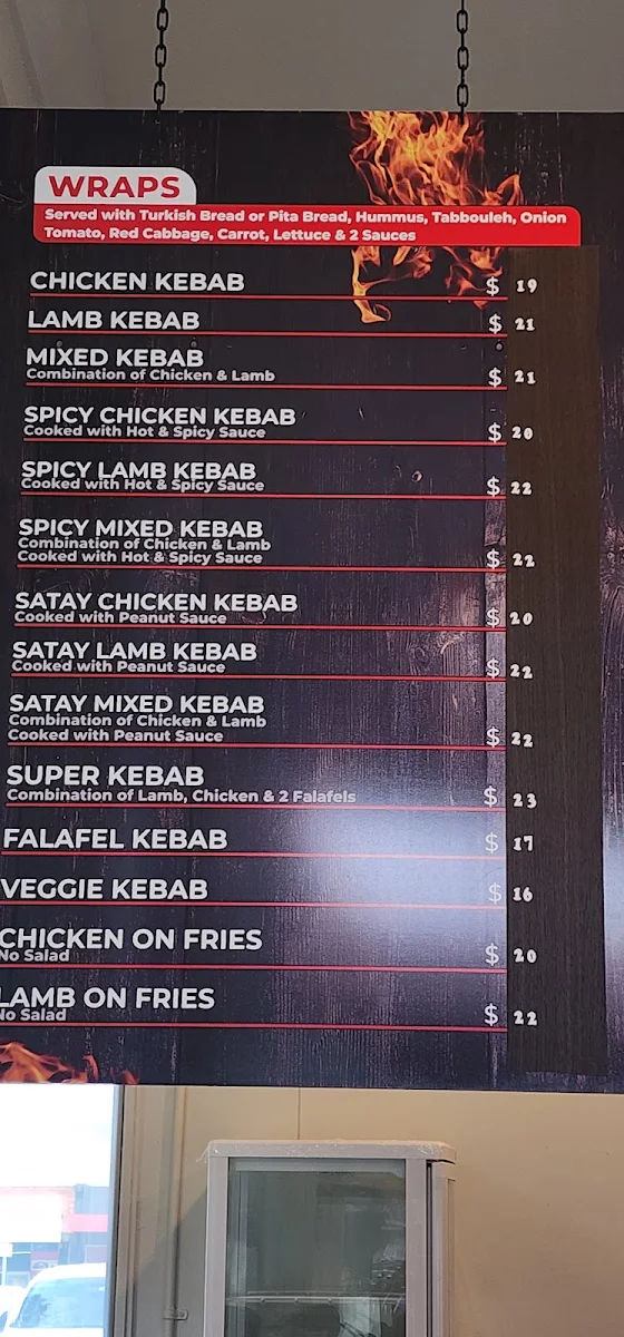 Menu, Bob's Kebabs & Burgers