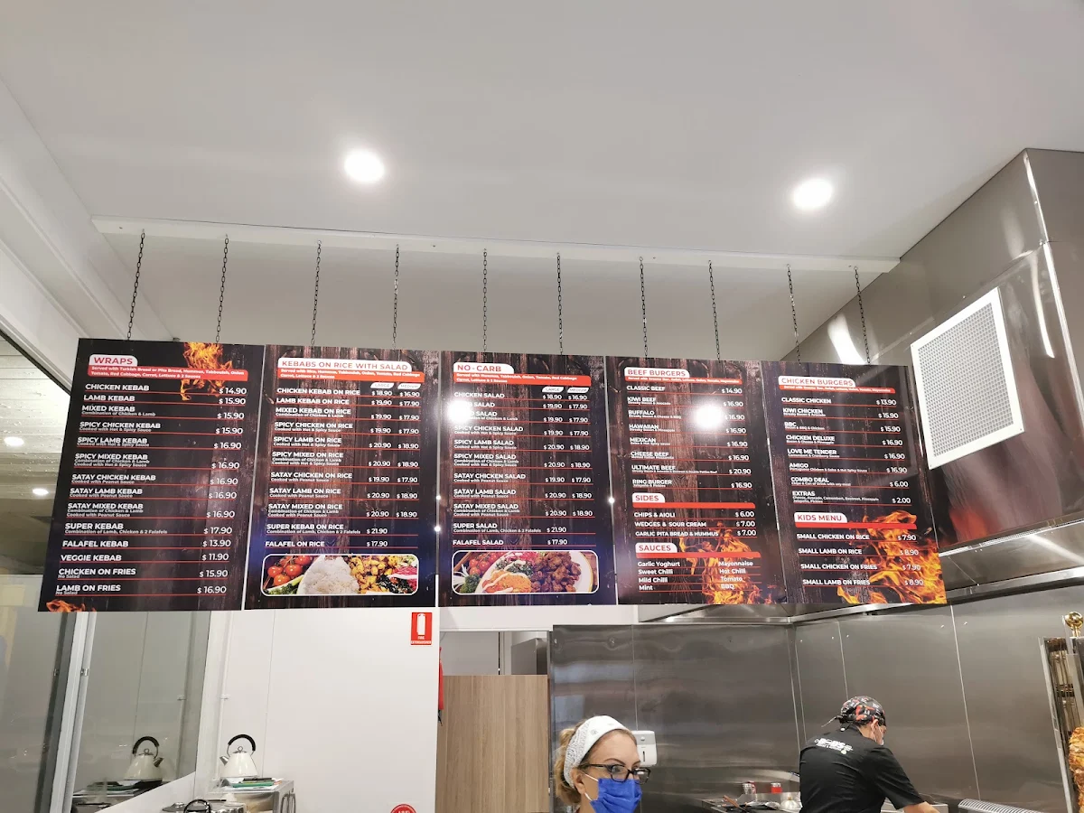 Menu, Bob's Kebabs & Burgers