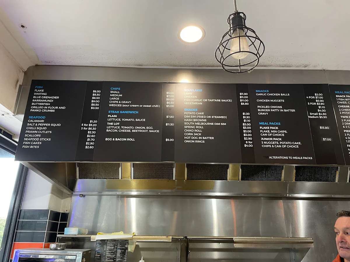 Menu, Pier 50 Fish & Chippery