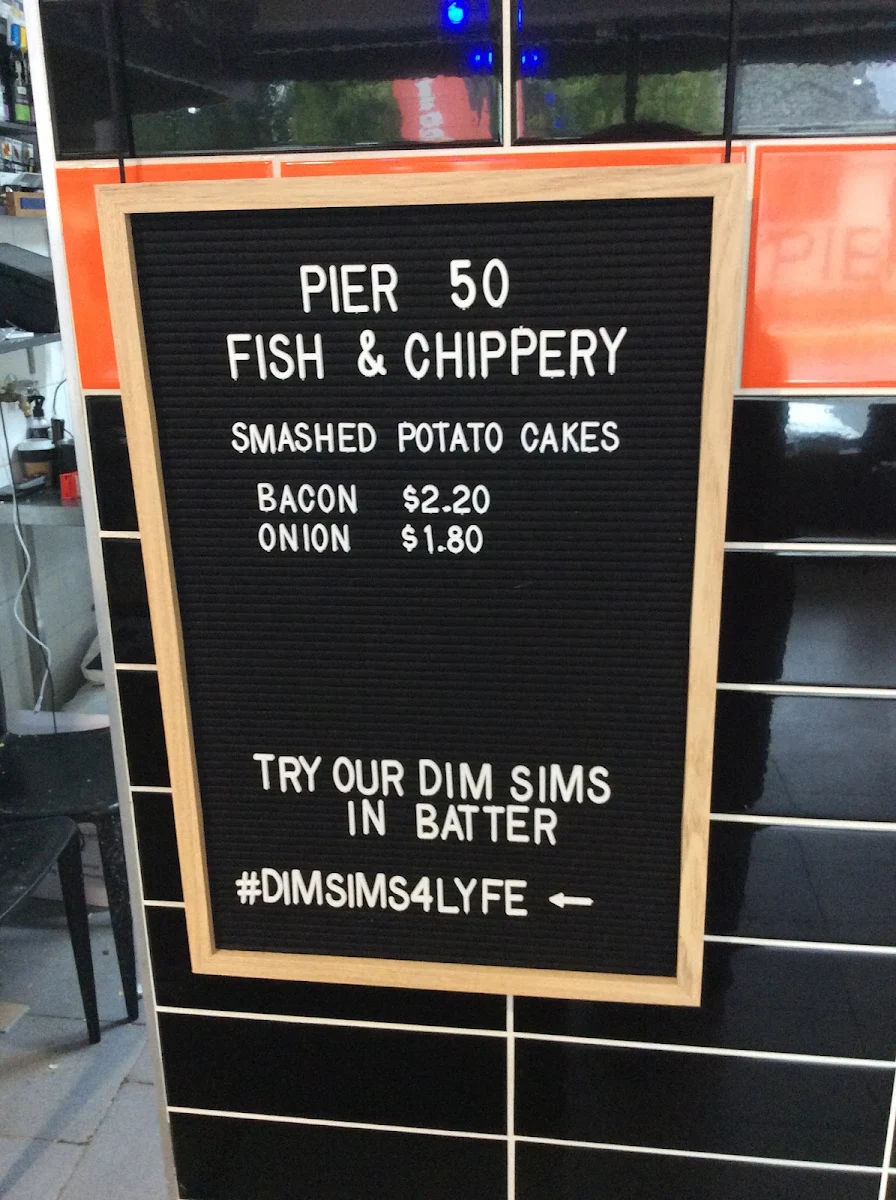 Menu, Pier 50 Fish & Chippery
