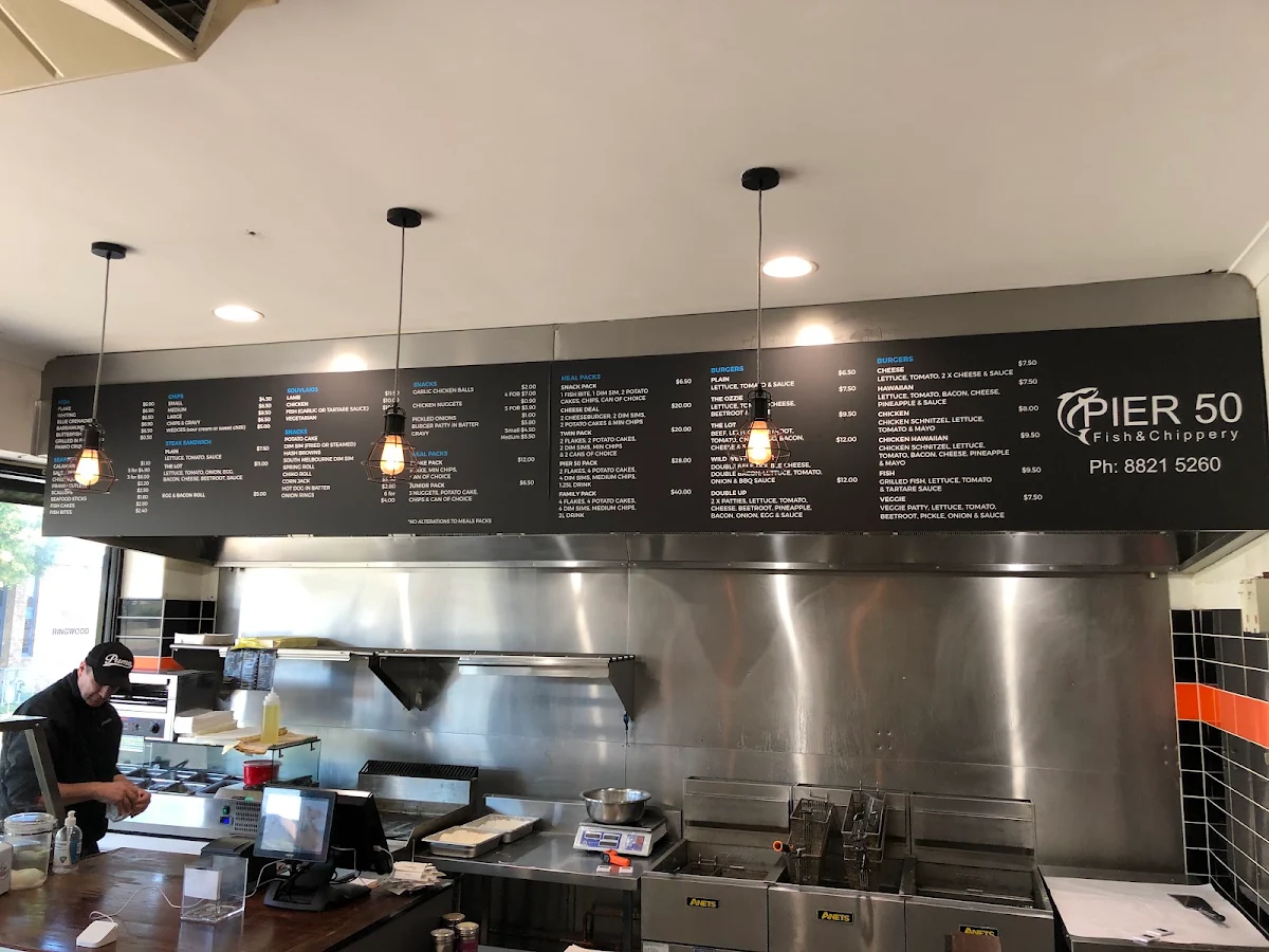 Menu, Pier 50 Fish & Chippery