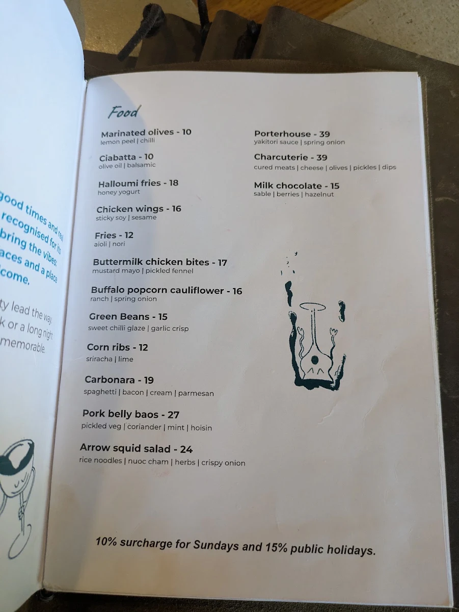 Menu, Nomy Bar & Kitchen