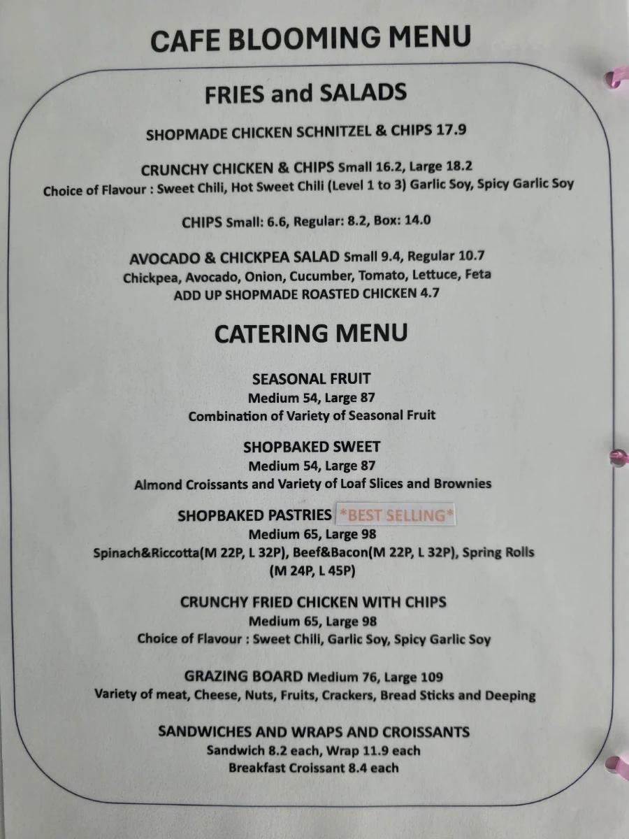 Menu, CAFE BLOOMING