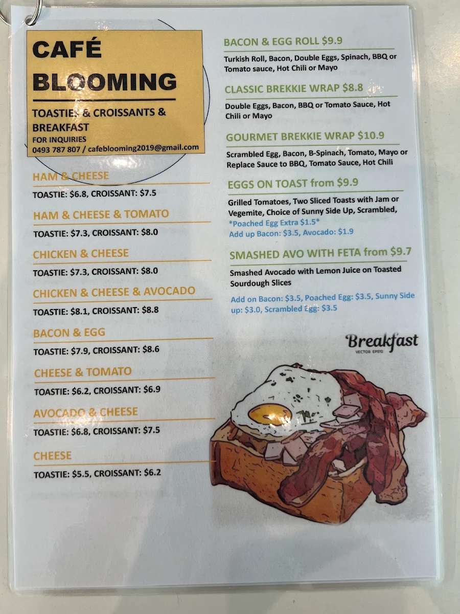Menu, CAFE BLOOMING