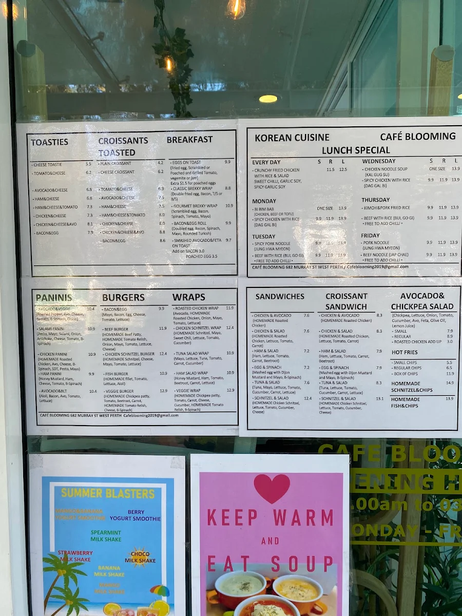 Menu, CAFE BLOOMING
