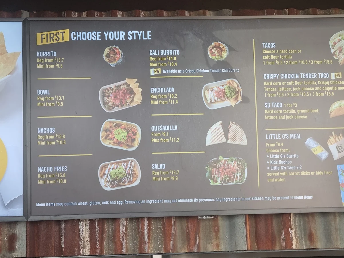 Menu, Guzman y Gomez - Burnside