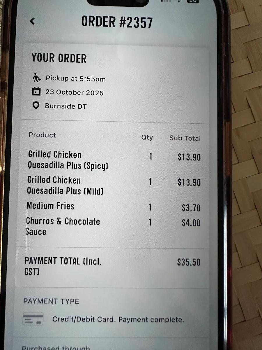 Menu, Guzman y Gomez - Burnside