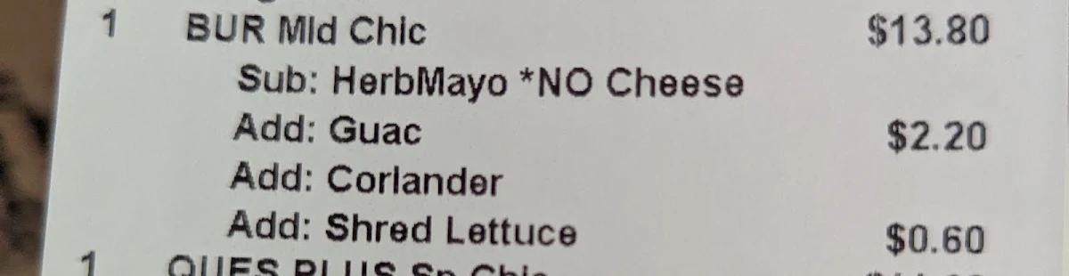 Menu, Guzman y Gomez - Burnside