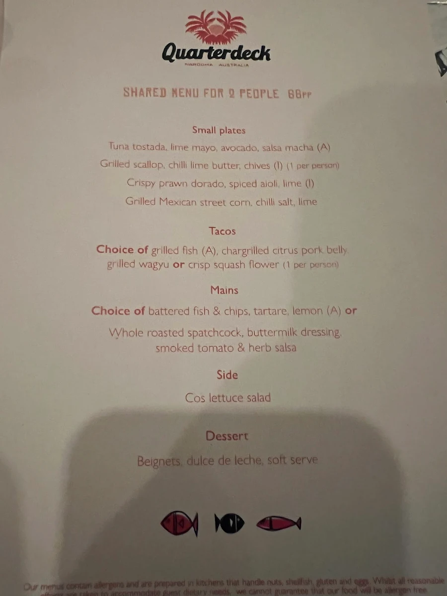 Menu, Quarterdeck