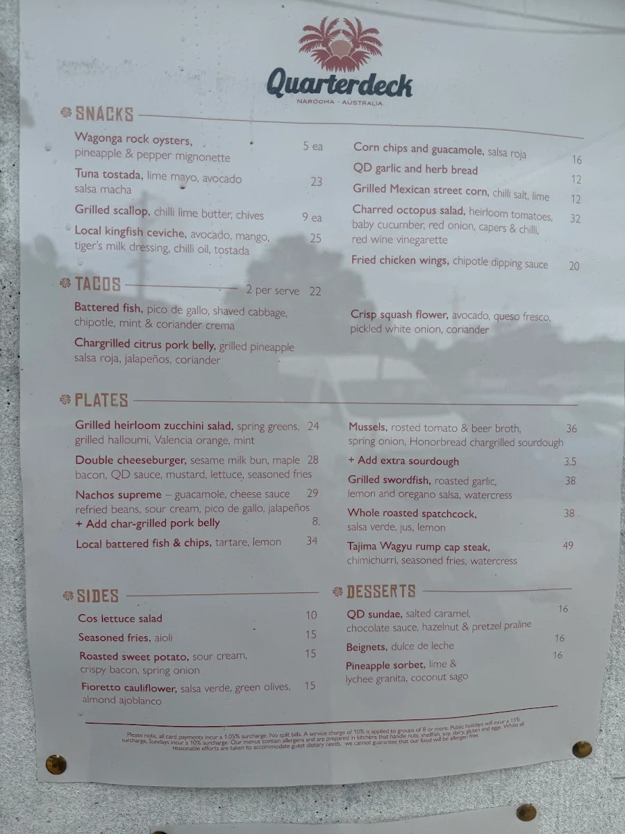 Menu, Quarterdeck