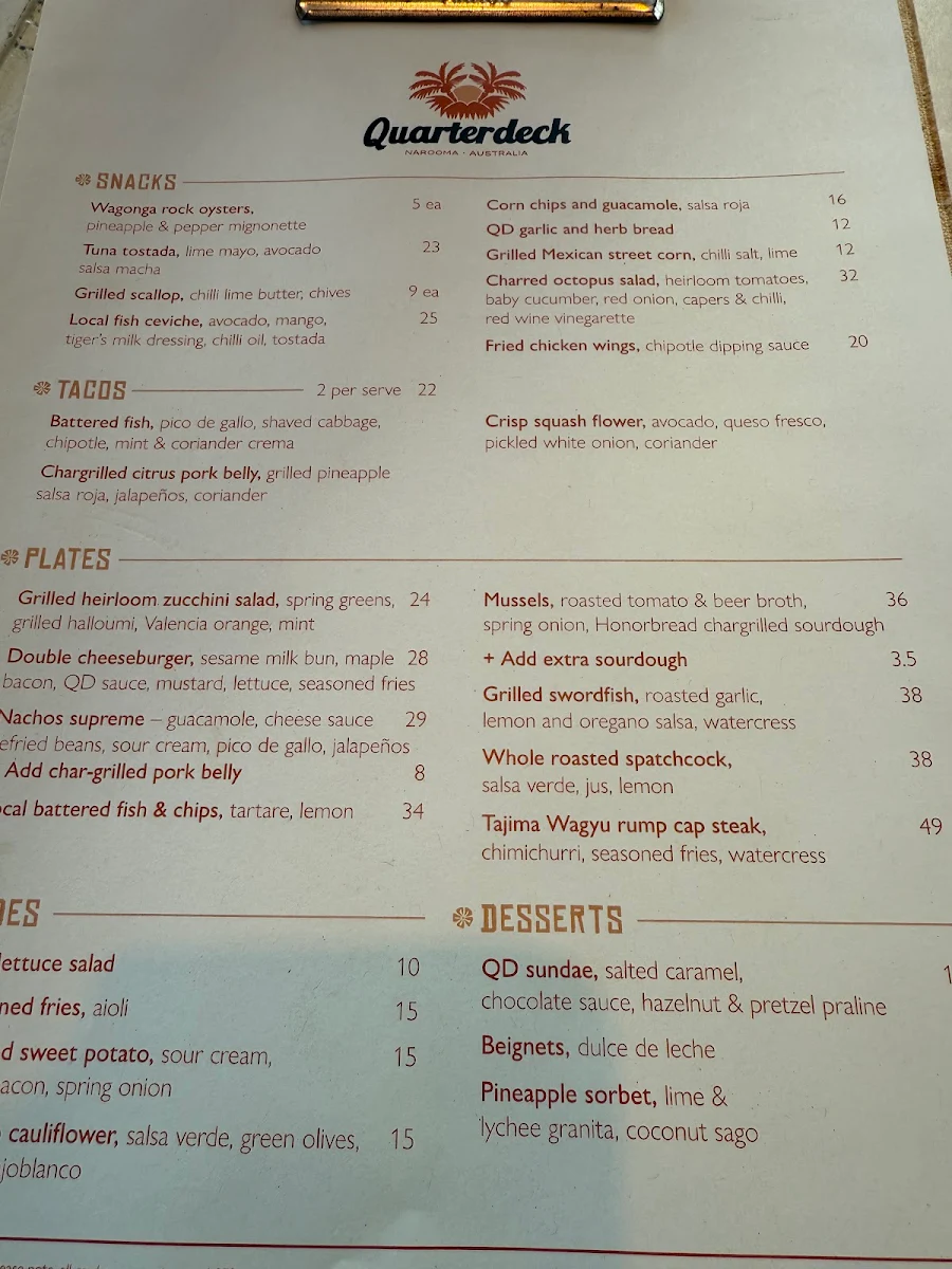 Menu, Quarterdeck