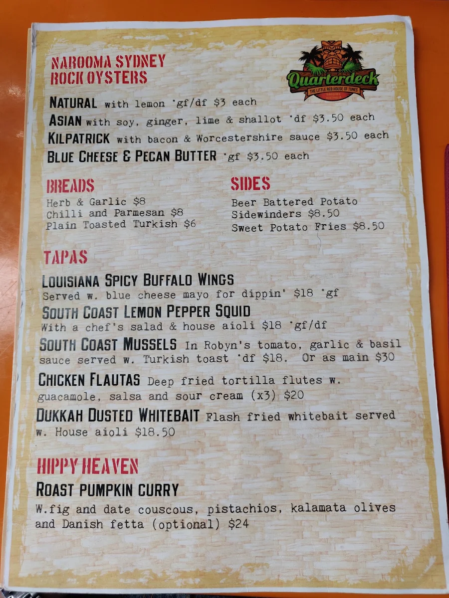 Menu, Quarterdeck