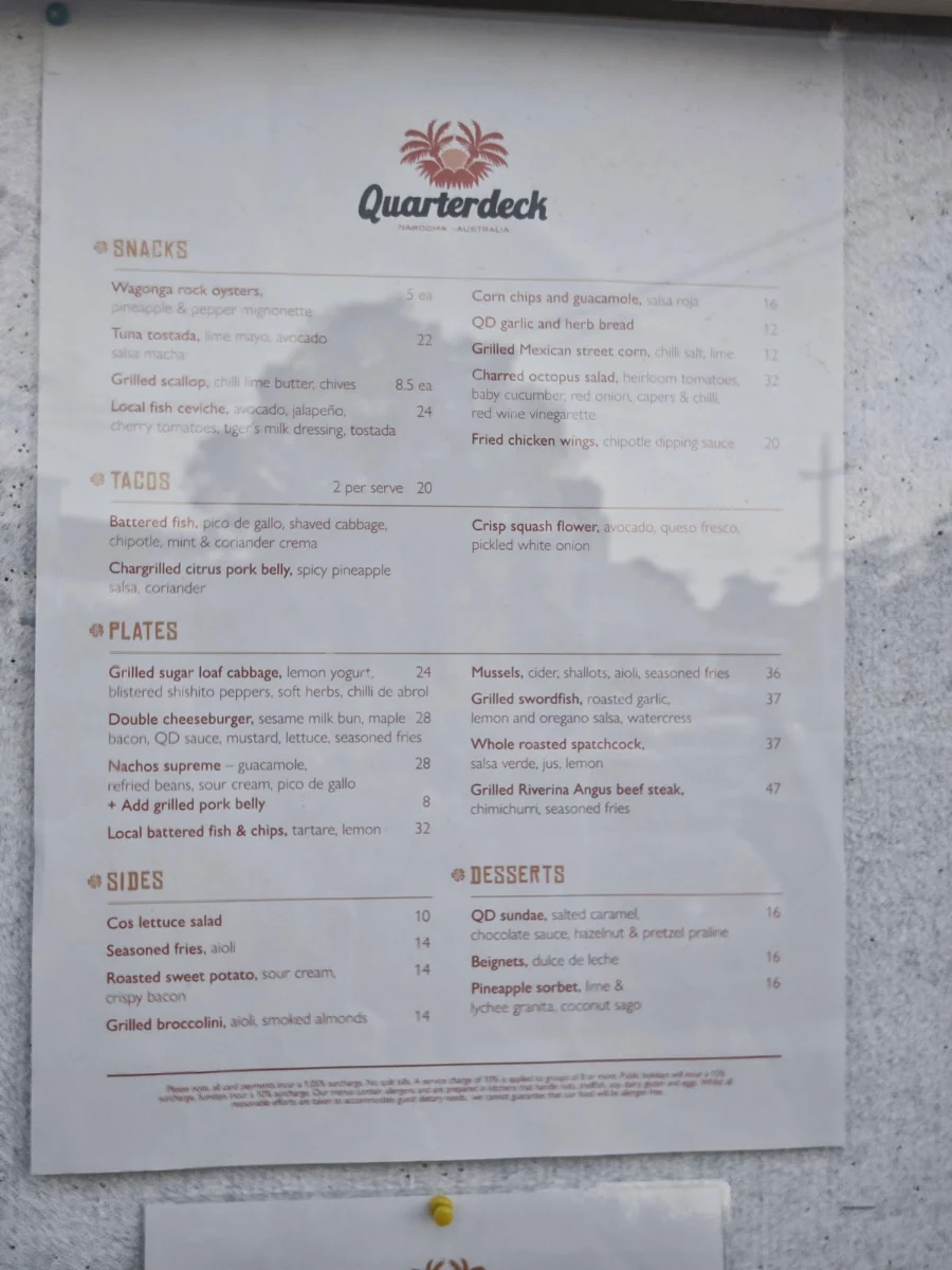 Menu, Quarterdeck