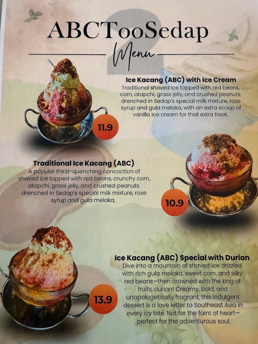 Menu, Sedap Place