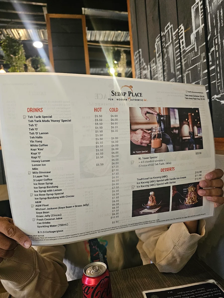 Menu, Sedap Place