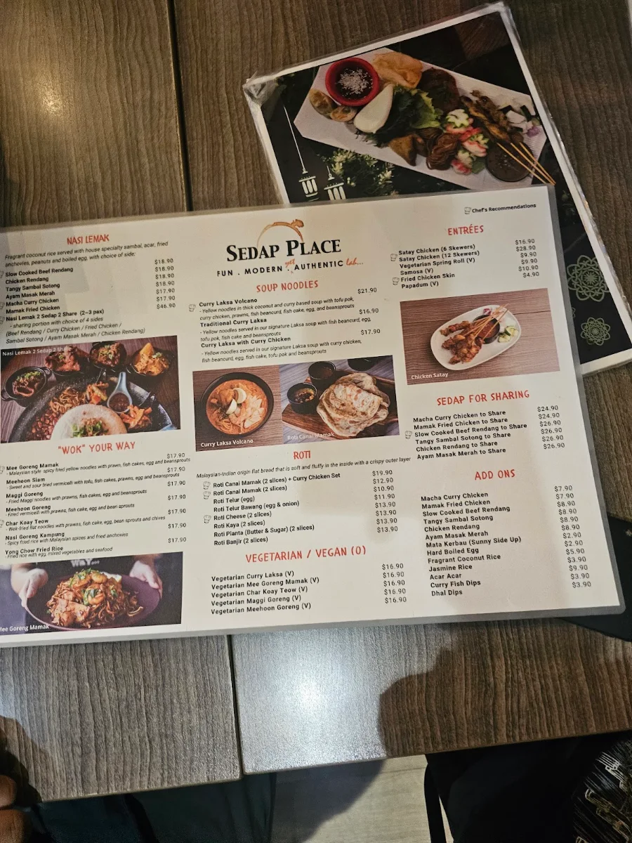 Menu, Sedap Place