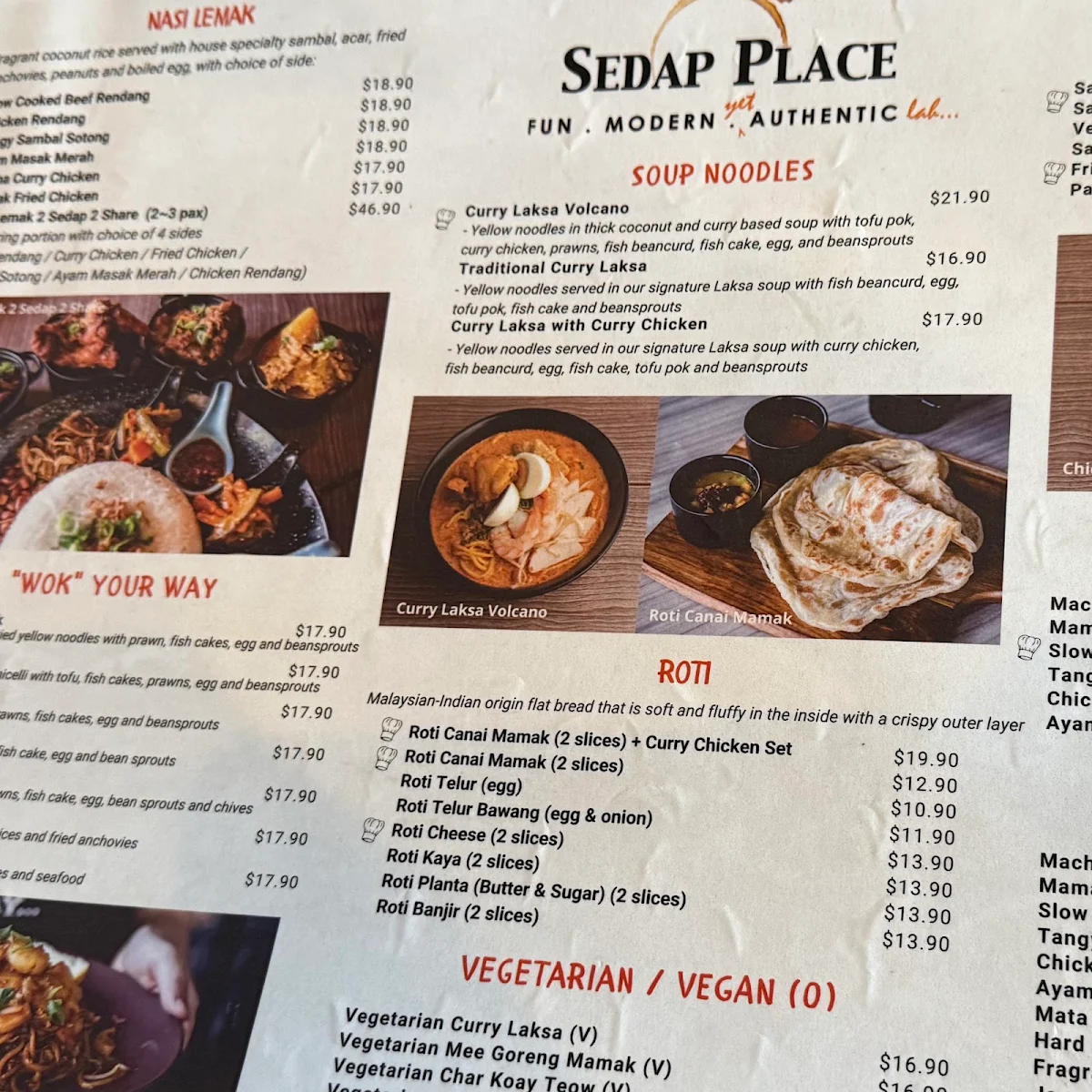 Menu, Sedap Place