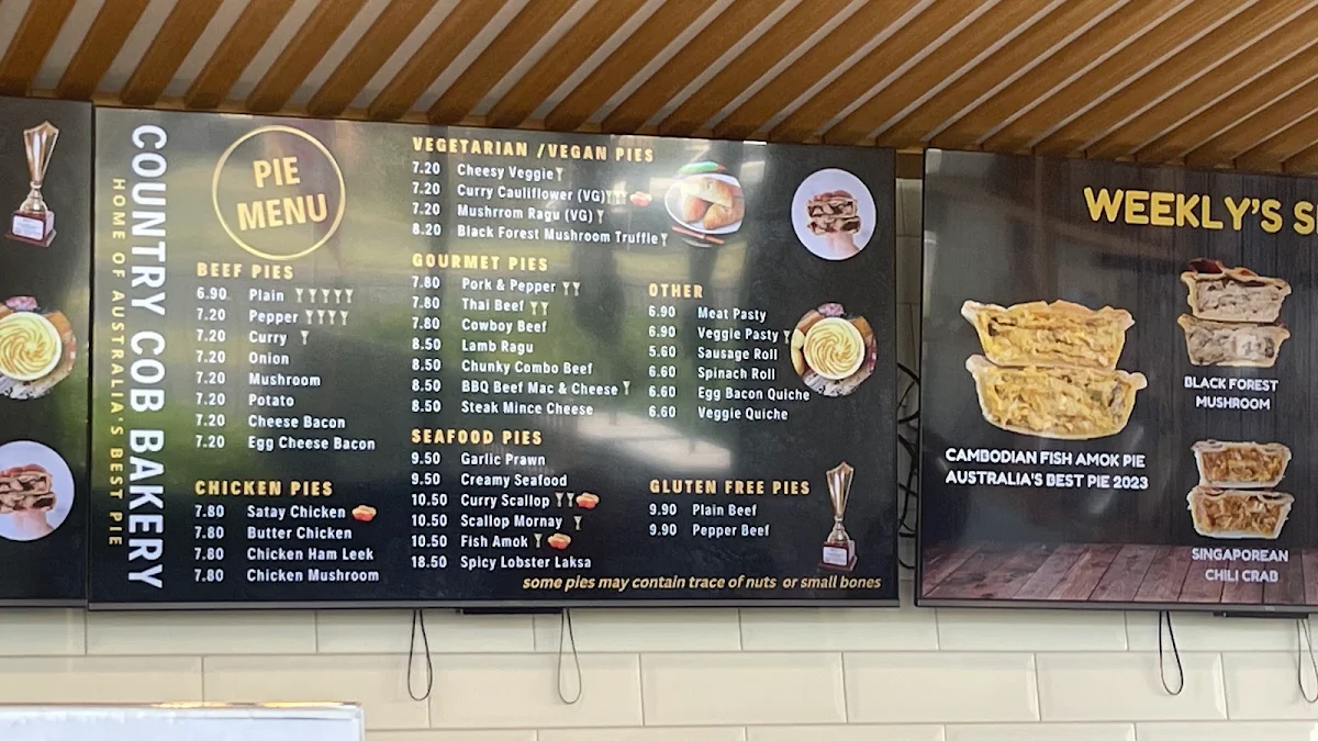 Menu, Country Cob Bakery - Springvale