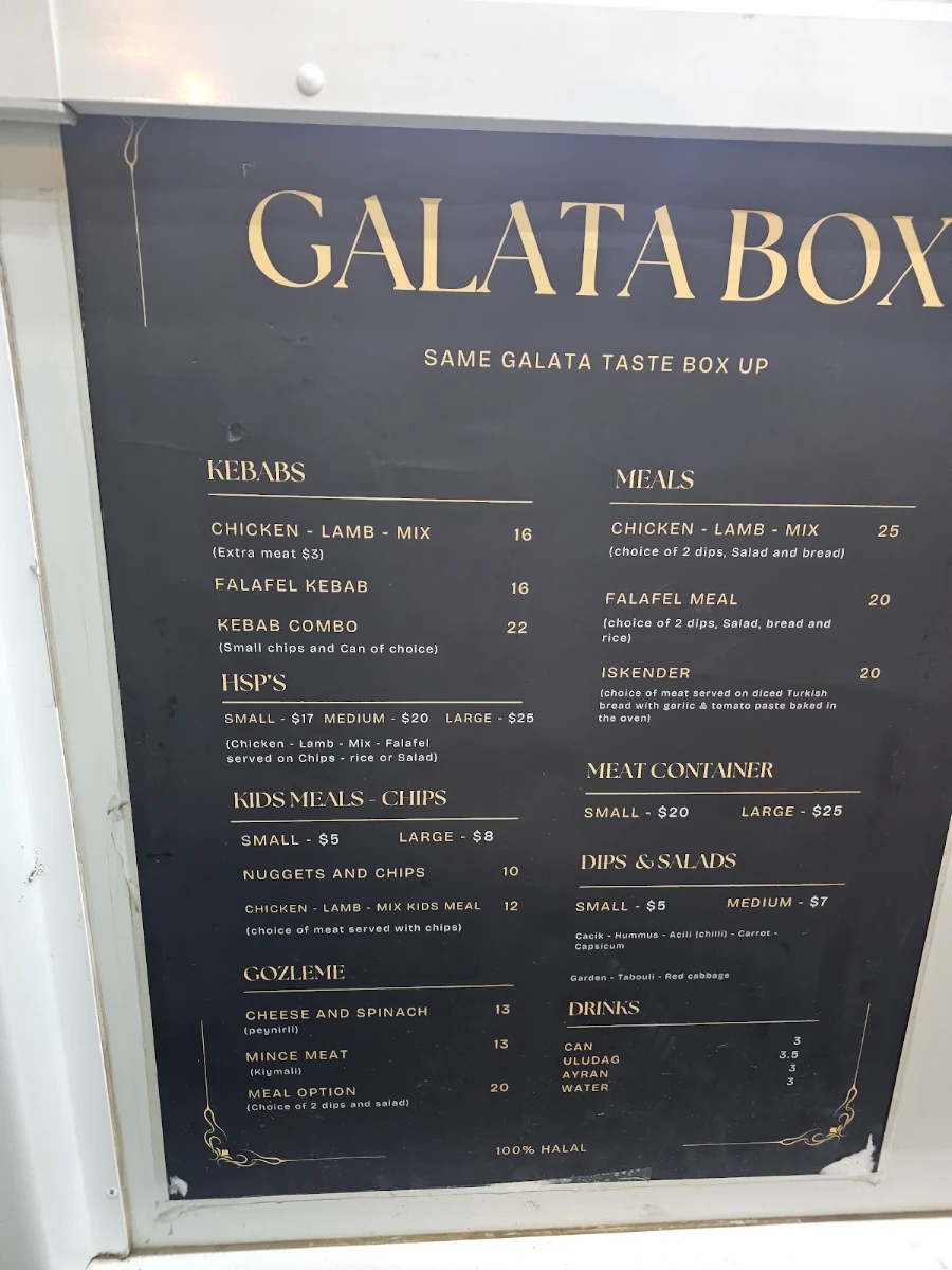 Menu, Galata box melbourne
