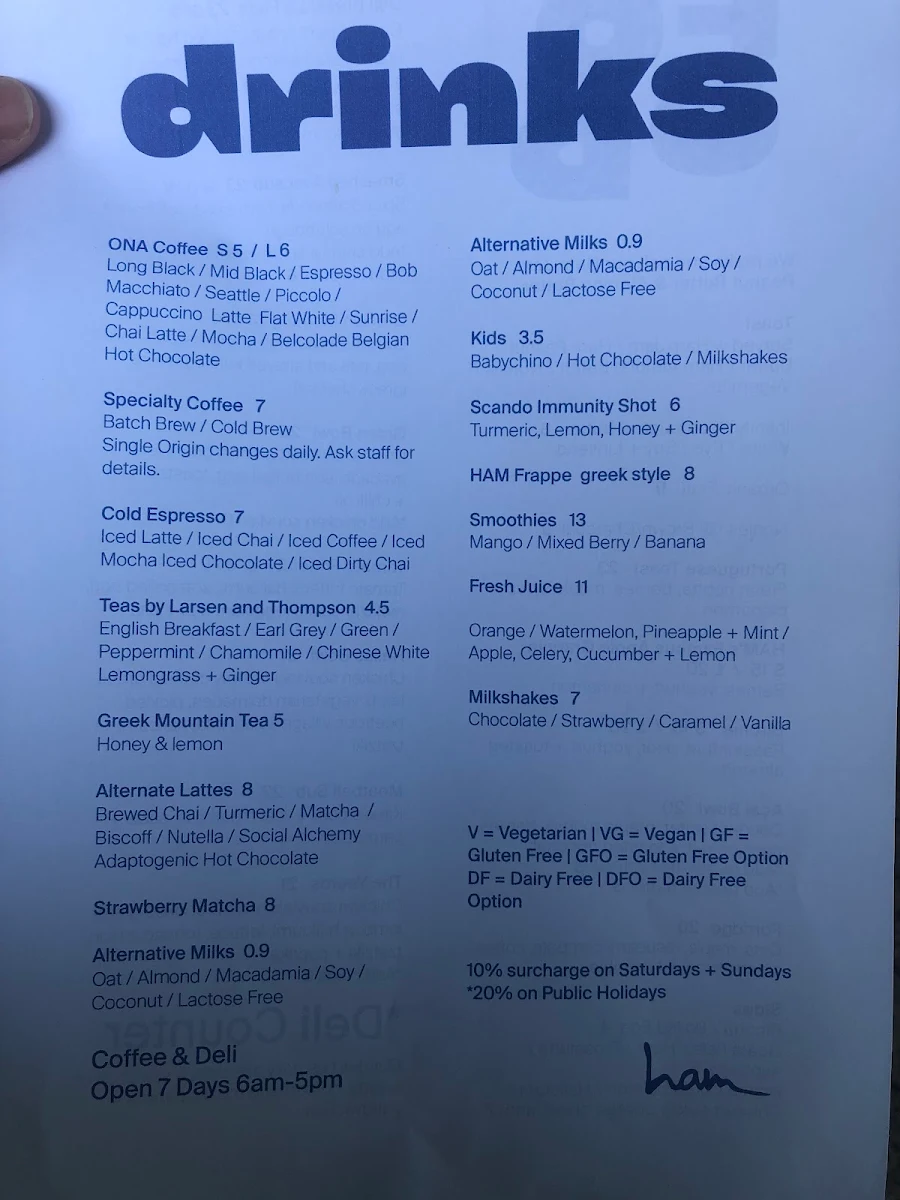 Menu, Ham Harry & Mario