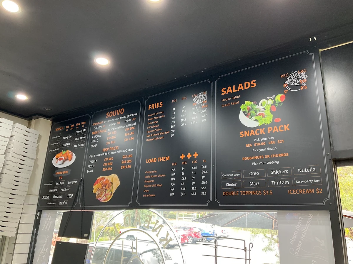 Menu, Knead it Pizza Bar