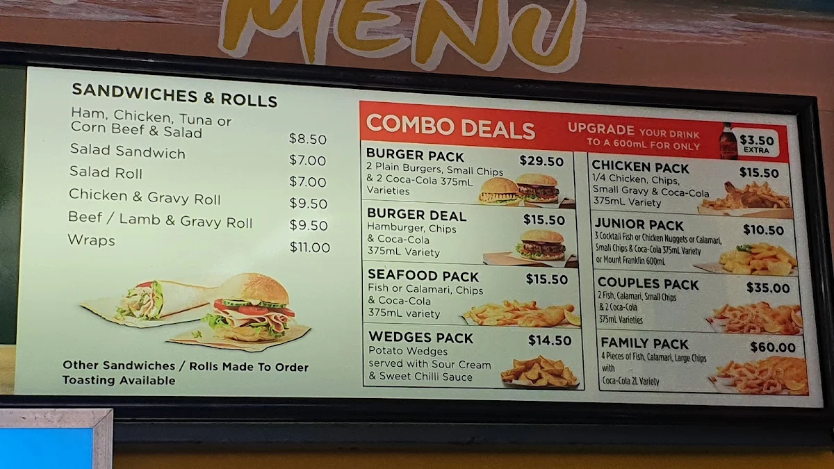 Menu, The Cool Spot