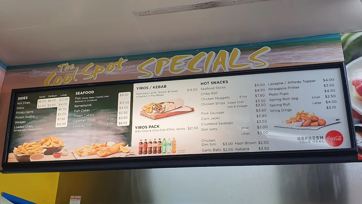 Menu, The Cool Spot